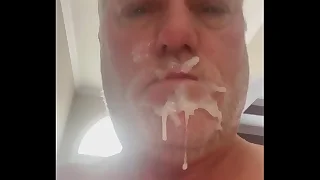 A self facial, then eating my own cum!